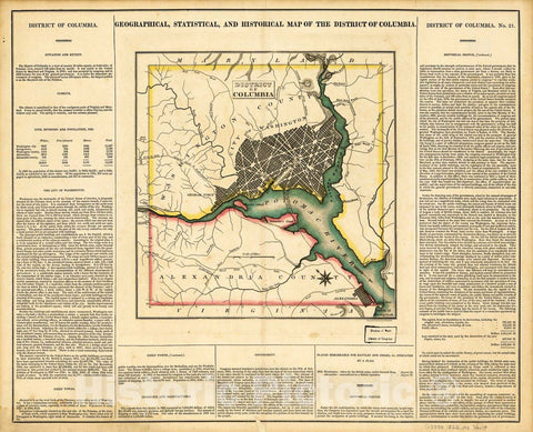 Historic 1822 Map - Geographical, Statistical, and Historical map of The District of Columbia