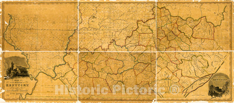 Historic 1818 Map - A map of The State of Kentucky : from Actual Survey ; Also Part of Indiana and Illinois