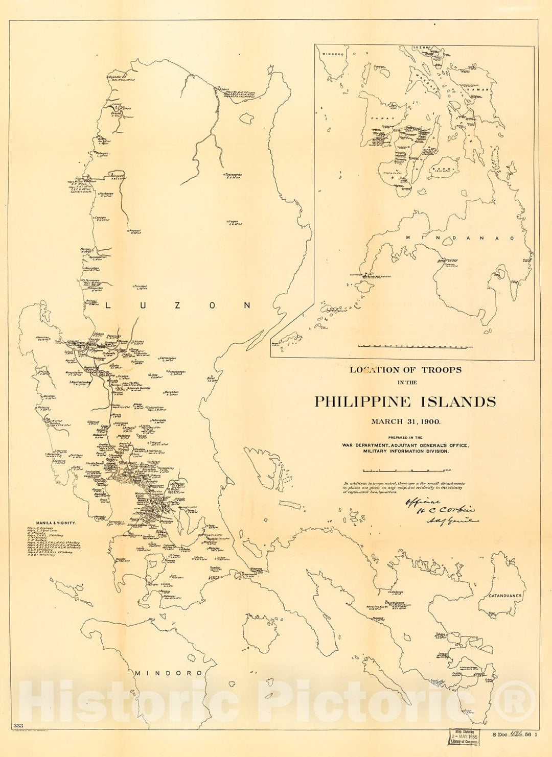 Historic 1900 Map - Location of Troops in The Philippine Islands, March 31, 1900