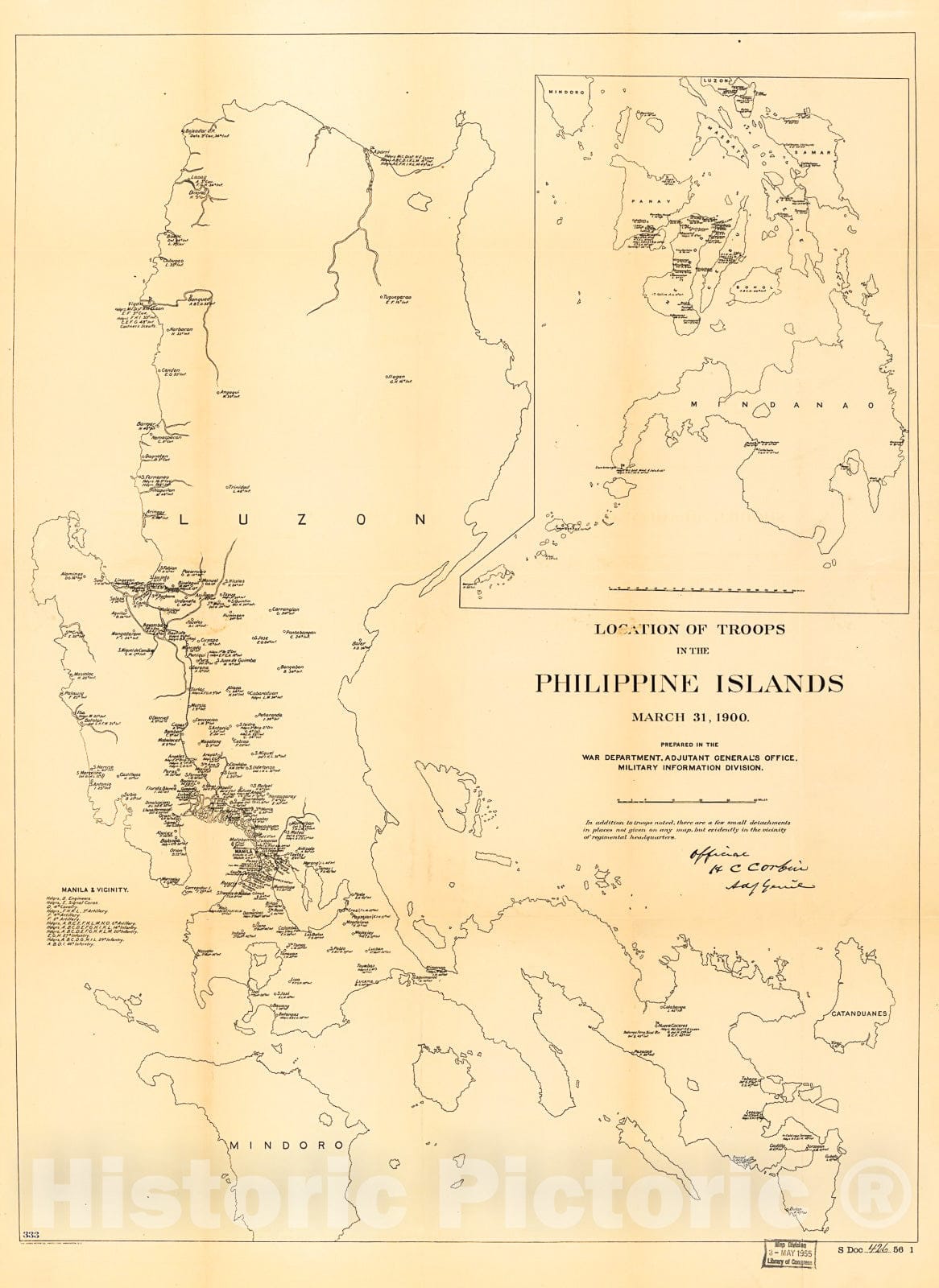 Historic 1900 Map - Location of Troops in The Philippine Islands, March 31, 1900