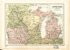 Historic 1873 Map - Western States, Michigan, Wisconsin, Minnesota, Iowa : with portions of Illinois & Indiana