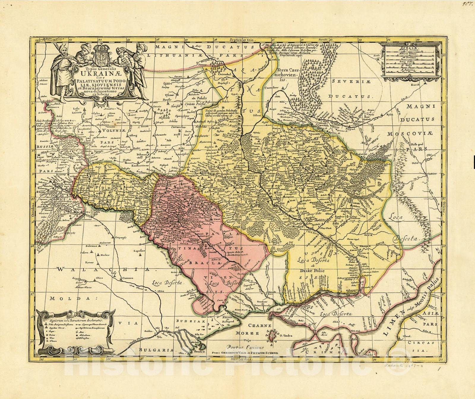 Historic 1705 Map - Typus generalis UkrainÃ¦ : sive Palatinatuum PodoliÃ¦, Kioviensis et Braczlaviensis Terras nova delineatione exhibens