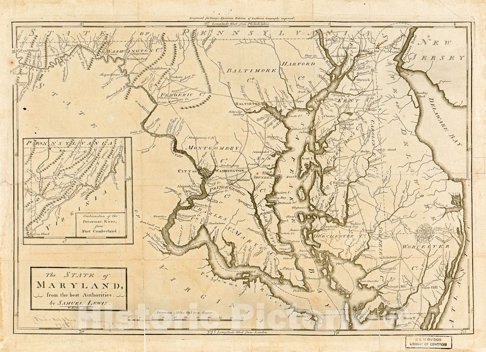 Historic 1795 Map - The State of Maryland from The Best Authorities. 1