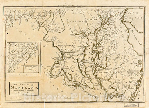 Historic 1795 Map - The State of Maryland from The Best Authorities. 1