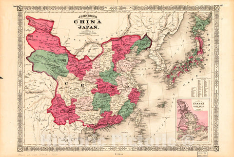 Historic 1869 Map - Johnson's China and Japan.