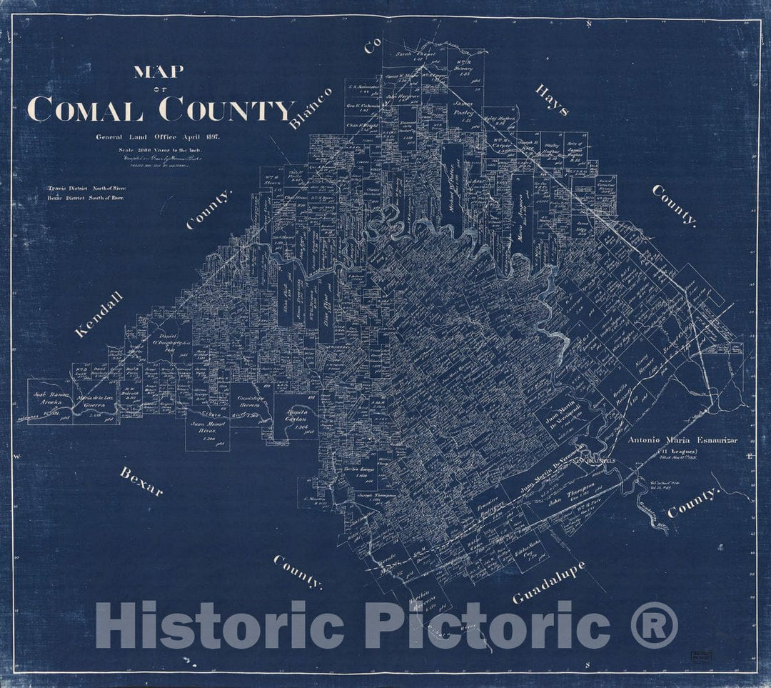 Historic 1897 Map - Map of Comal County