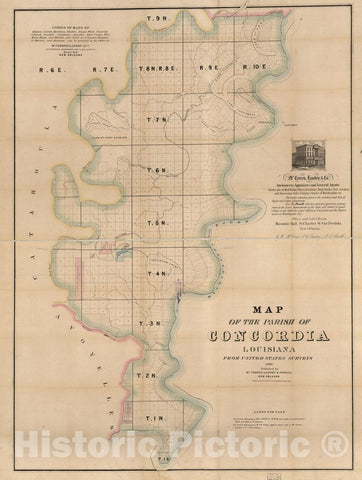 Historic 1860 Map - Map of The Parish of Concordia, Louisiana : from United States surveys.