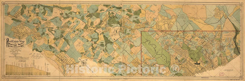 Historic 1890 Map - Real Estate map of The Metropolitan Branch of The Baltimore and Ohio Railroad Company Between Washington, D.C, and Rockville, Md, and Adjacent Land holdings