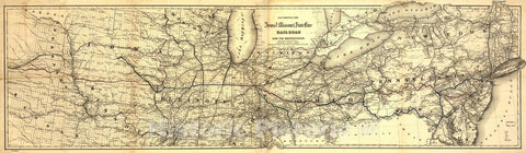 Historic 1868 Map - Map Showing The Iowa & Missouri State Line Railroad and its Connections.