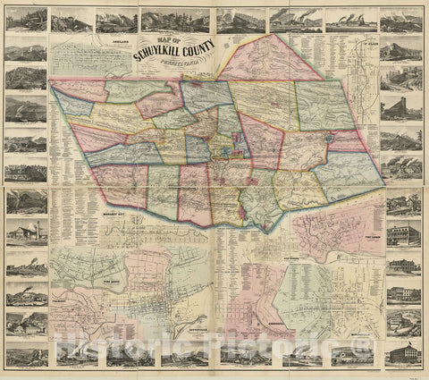 Historic 1864 Map - Map of Schuylkill County, Pennsylvania : from Actual surveys