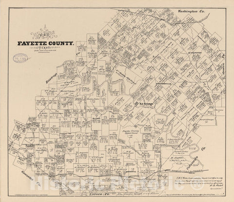 Historic 1879 Map - Map Fayette County, Texas.