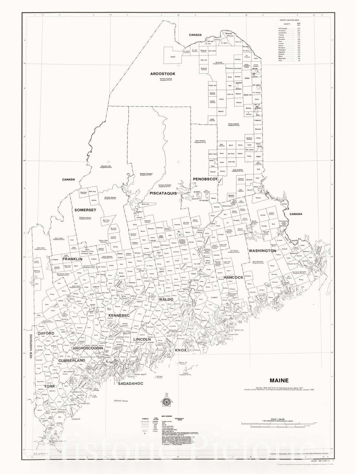 Historic 1980 Map - Maine