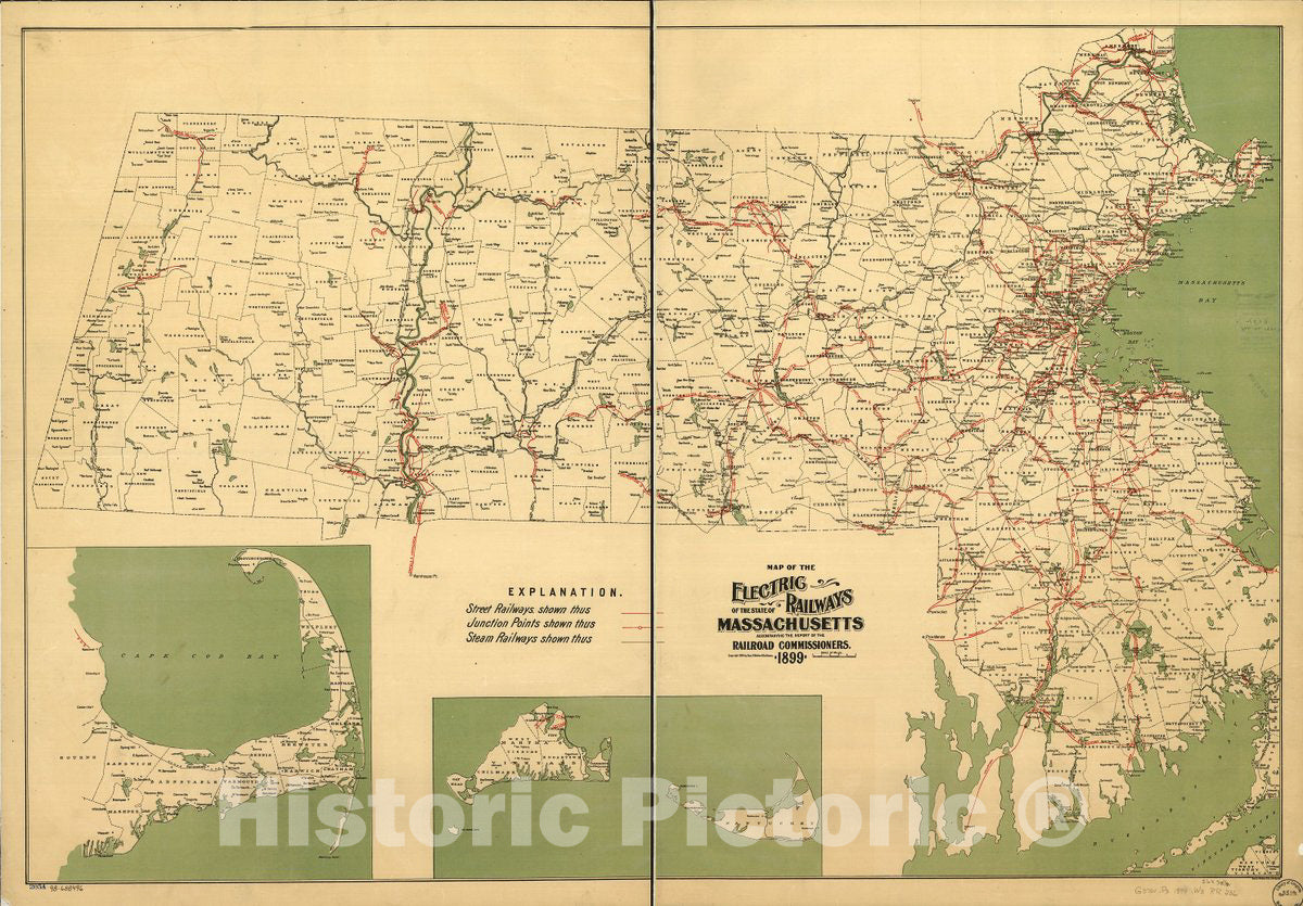 Historic 1899 Map - Map of The Electric Railways of The State of Massachusetts accompanying The Report of The Railroad commissioners, 1899.