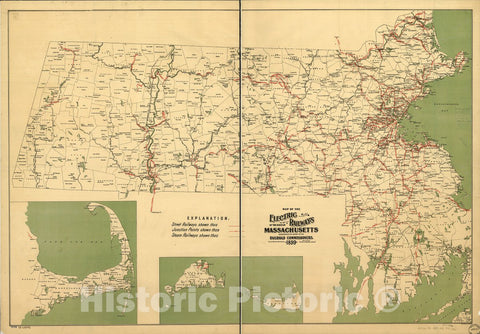 Historic 1899 Map - Map of The Electric Railways of The State of Massachusetts accompanying The Report of The Railroad commissioners, 1899.