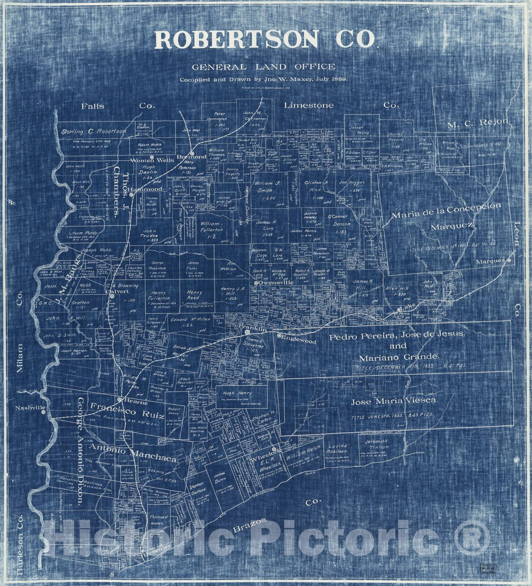 Historic 1889 Map - Robertson Co.