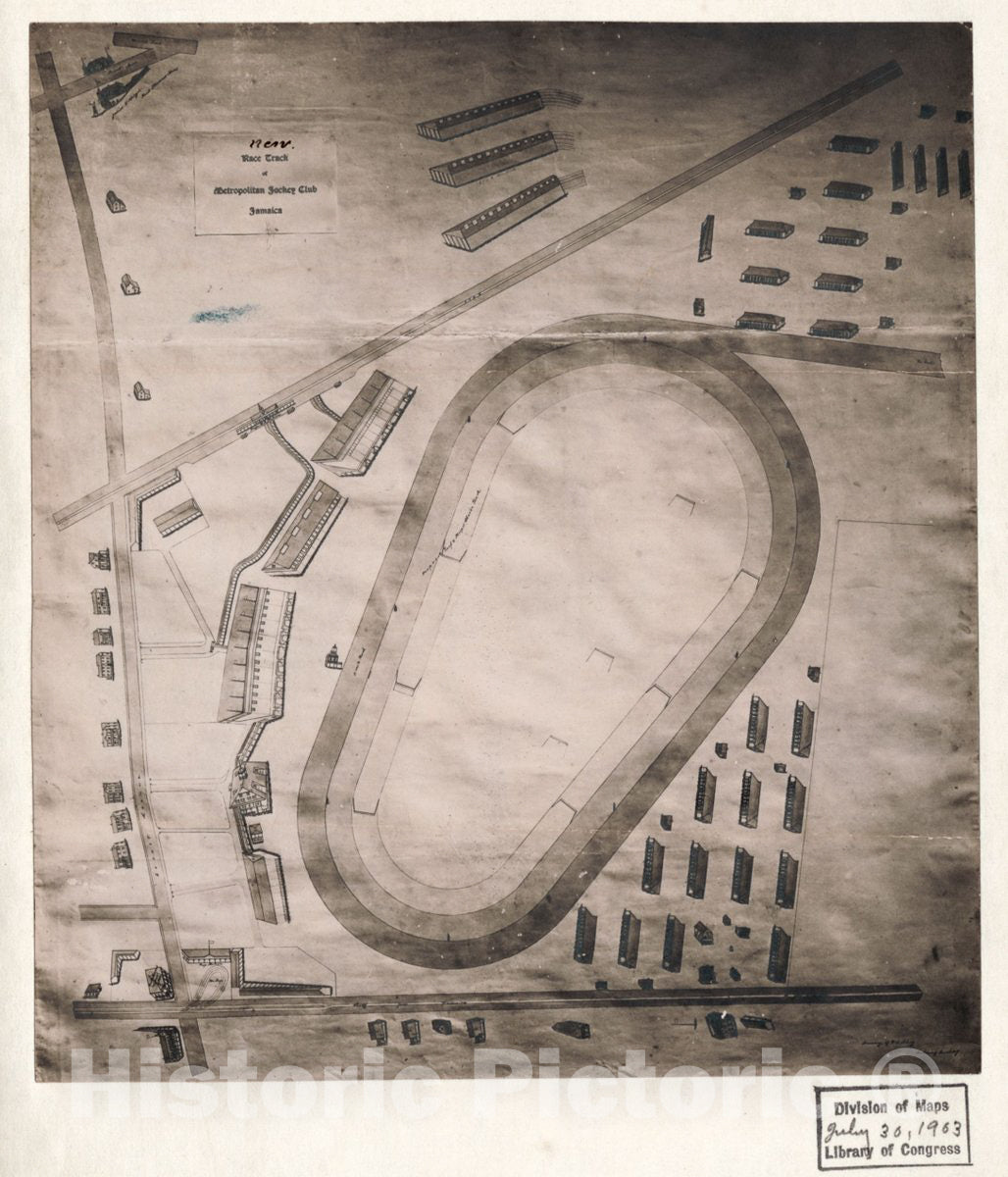 Historic 1903 Map - Race Track of Metropolitan Jockey Club, Jamaica.