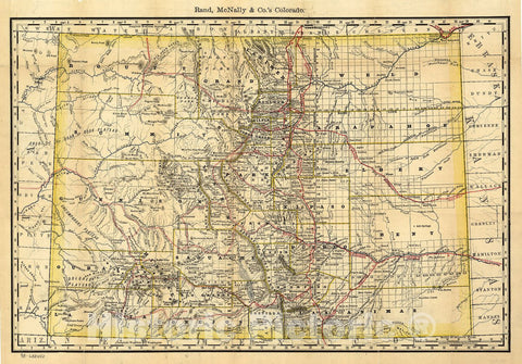 Historic 1879 Map - Indexed map of Colorado Showing The Railroads in The State, and The Express Company Doing Business Over Each, Also Counties and Rivers.