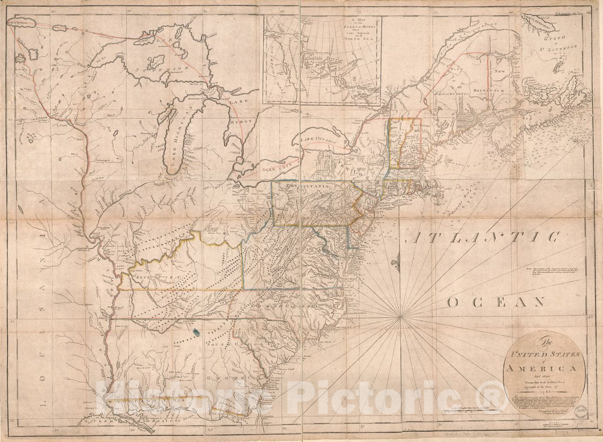 Historic 1791 Map - The United States of America, Laid Down from The Best Authorities, Agreeable to The Peace of 1783