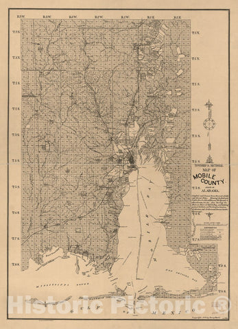 Historic 1895 Map - Township and sectional map of Mobile County, State of Alabama : compiled and Drawn from The Most Reliable and Recent Data