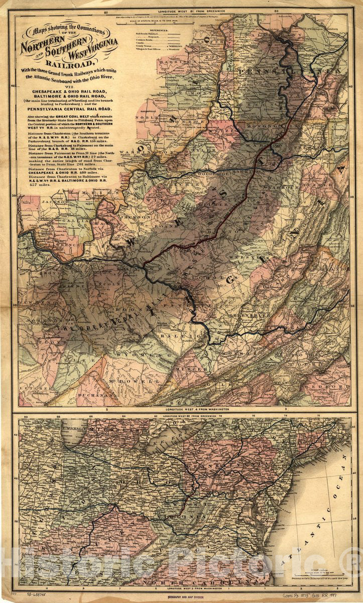 Historic 1873 Map - Maps Showing The Connections of The Northern and S ...