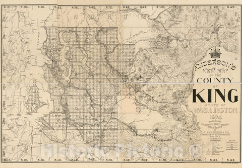 Historic 1894 Map - Anderson's New map of The County of King State of Washington, 1894