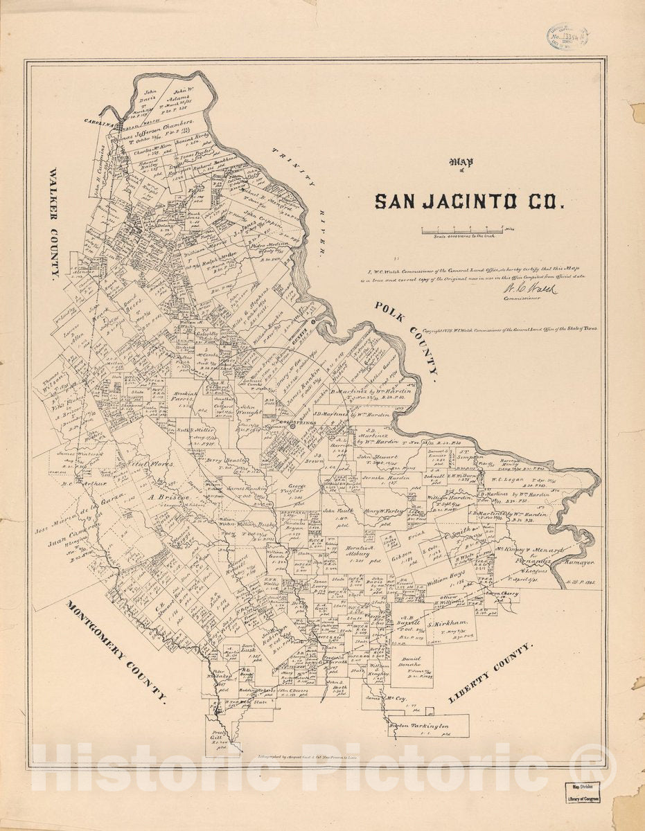 Historic 1879 Map - Map of San Jacinto Co.
