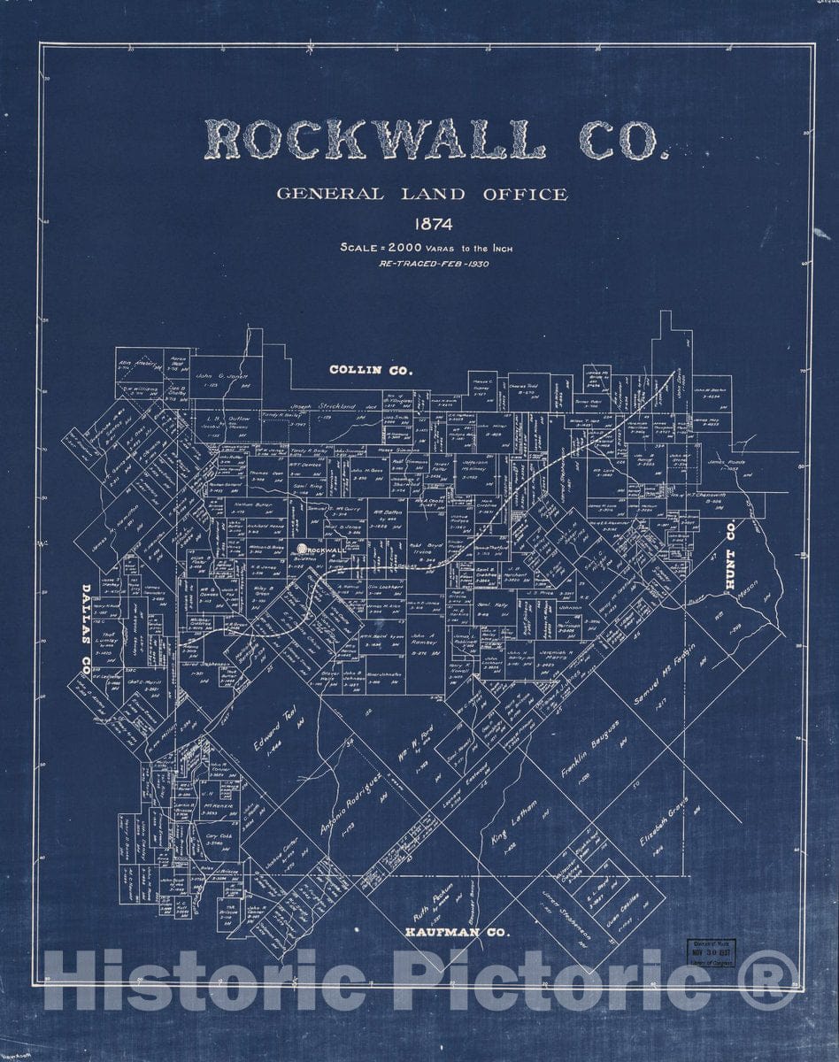 Historic 1874 Map - Rockwall Co.