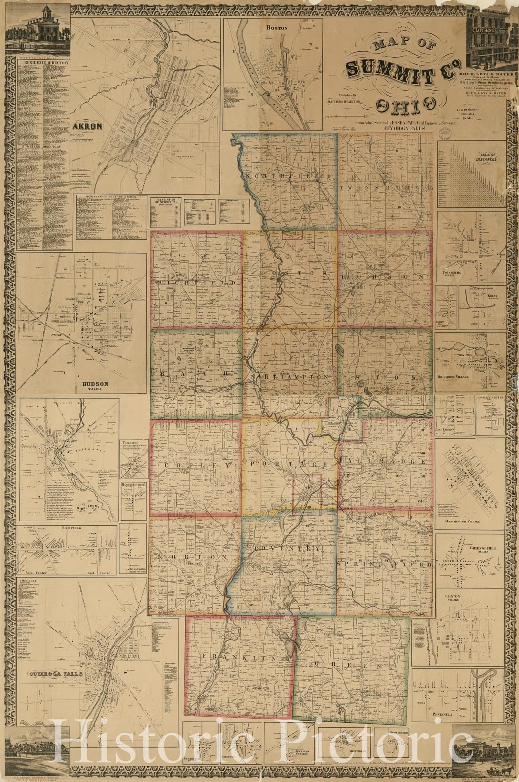 Historic 1856 Map - Map of Summit Co, Ohio