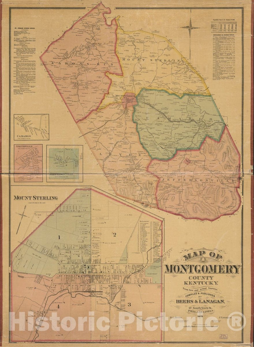Historic 1879 Map - Map of Montgomery County, Kentucky