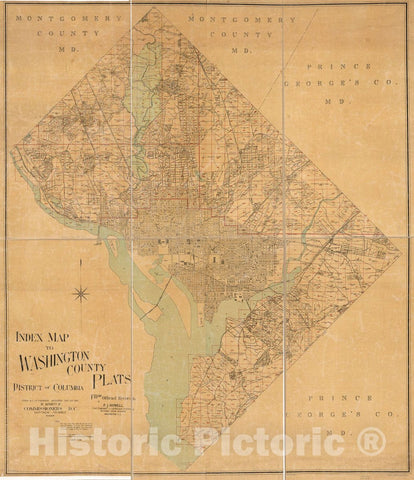 Historic 1891 Map - Index map to Washington County plats, District of Columbia : from Official Records