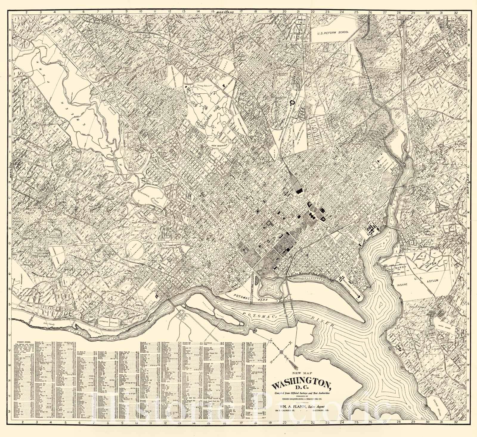 Historic 1900 Map - New map, Washington, D.C. : compiled from Official surveys and Best Authorities.