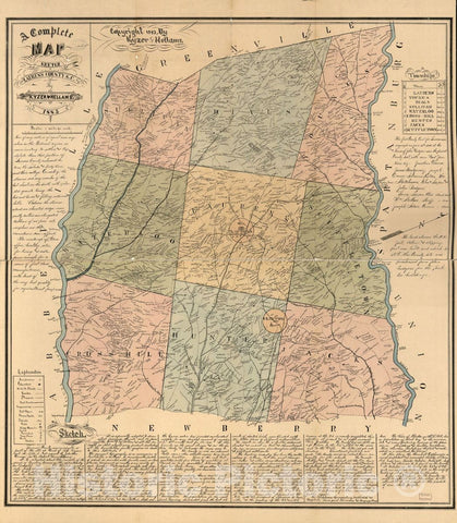 Historic 1883 Map - A Complete map and Sketch of Laurens County, S.C.