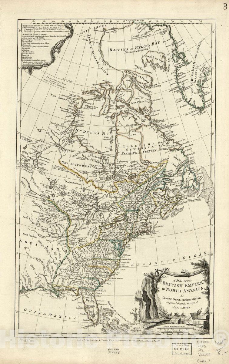 Historic 1776 Map - A map of The British Empire, in North America.