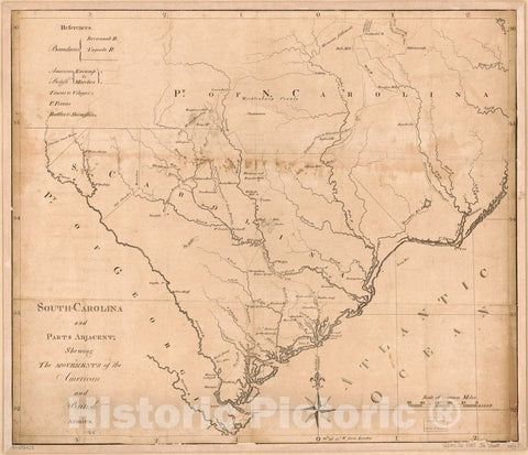 Historic 1781 Map - South-Carolina and Parts Adjacent, shewing The Movements of The American and British Armies.