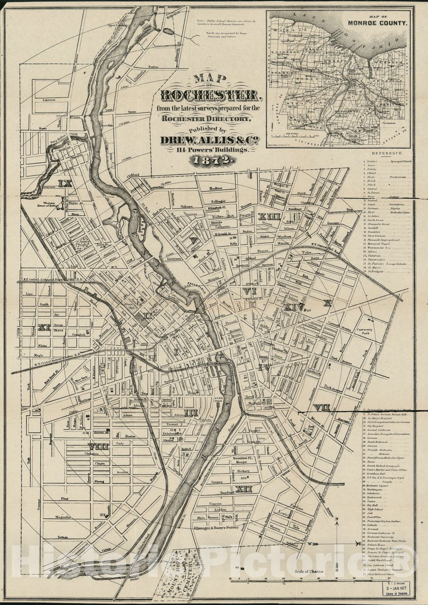 Historic 1872 Map - Map of Rochester : from The Latest surveys ...