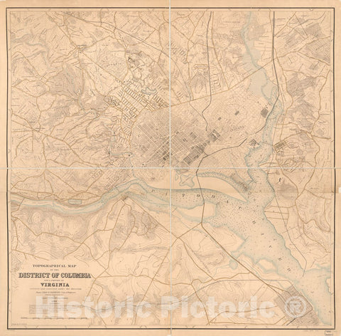 Historic 1889 Map - Topographical map of The District of Columbia and a Portion of Virginia