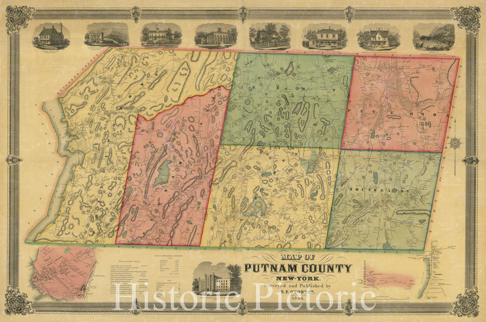 Historic 1854 Map - Map of Putnam County, New-York