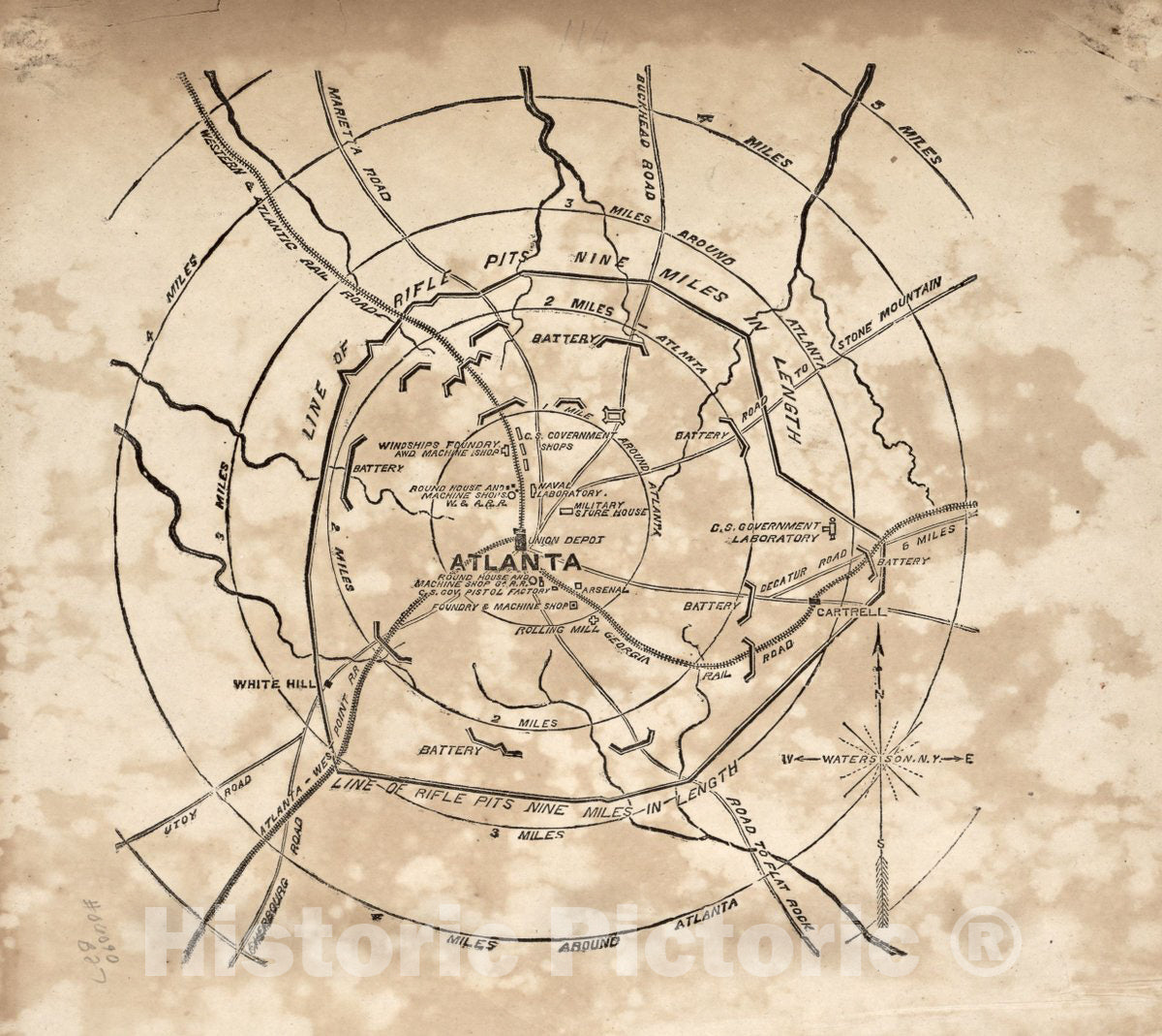 Historic Map - Civil War Proof maps : United States. - Atlanta, GA and Vicinity