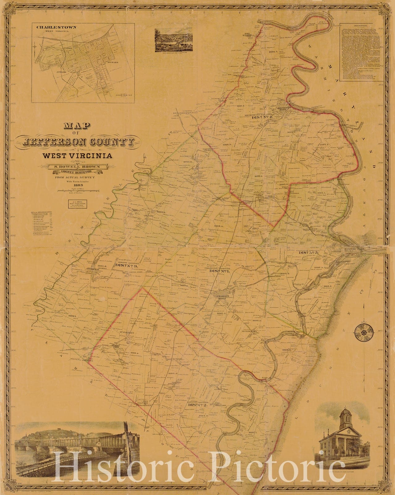 Historic 1883 Map - Map of Jefferson County, West Virginia
