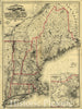 Historic 1860 Map - Maine, New Hampshire, Vermont, Massachusetts, Rhode Island, Connecticut and Lower Canada, 1860.
