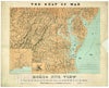 Historic 1861 Map - Birds Eye View of Virginia, Maryland, Delaware, and The District of Columbia The seat of war