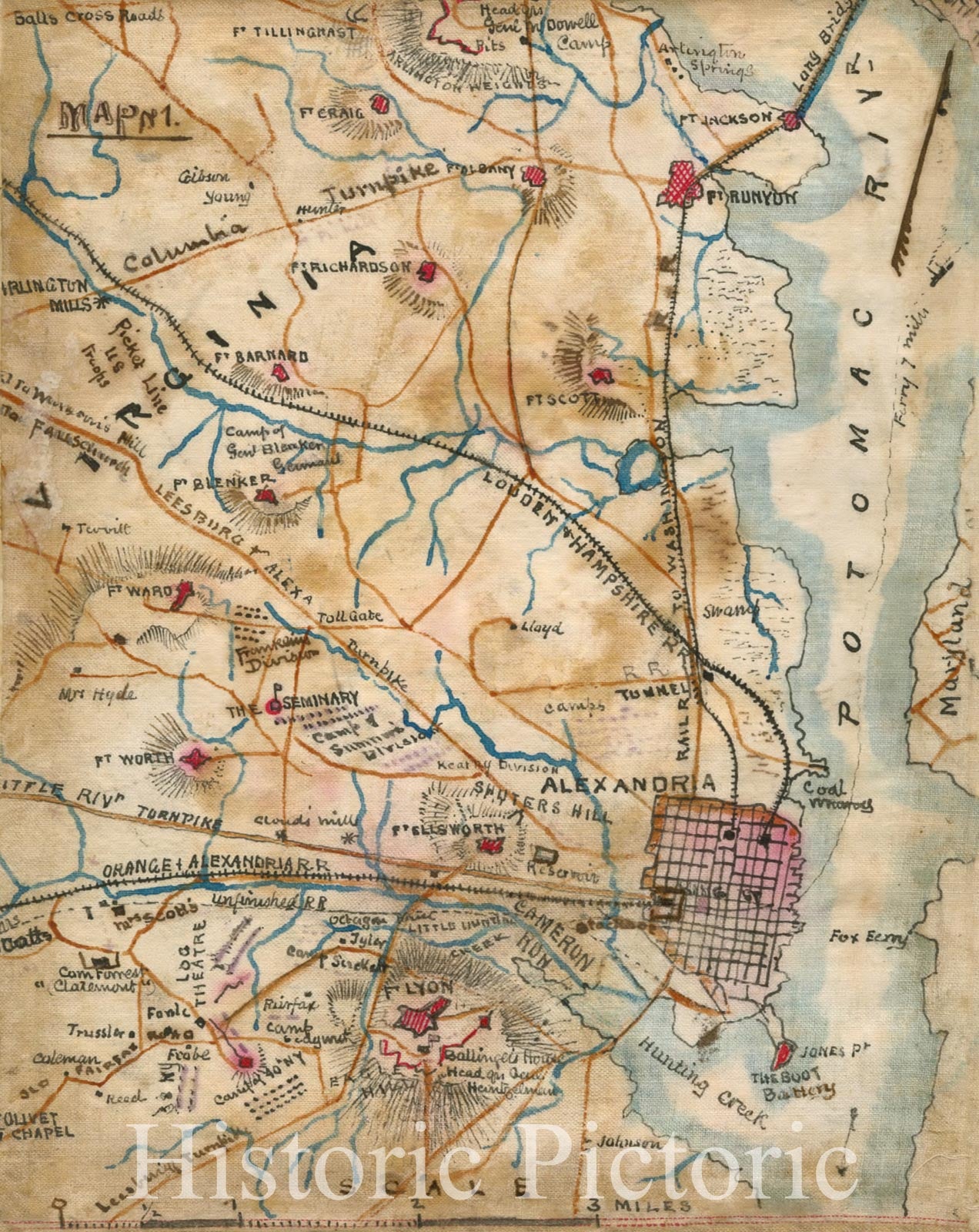 Historic 1861 Map - Map of Alexandria, Virginia