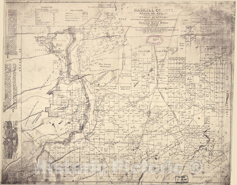 Historic 1876 Map - Map of Haskell County, State of Texas : exhibiting The Extent of Public surveys, Land Grants and All Other Official Information compiled from Official surveys