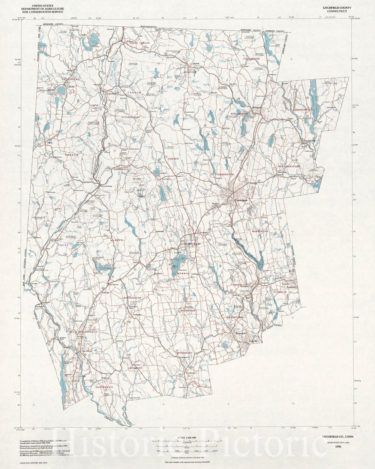 Historic 1976 Map - Litchfield County, Connecticut
