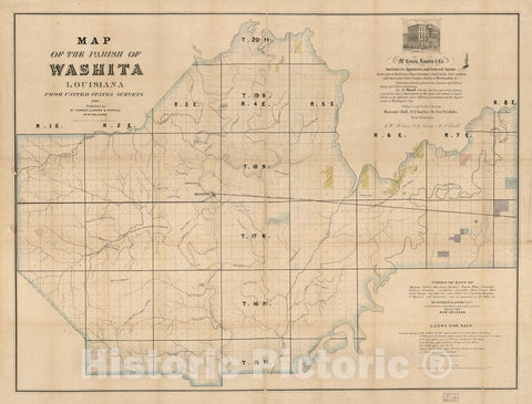 Historic 1860 Map - Map of The Parish of Washita, Louisiana : from United States Surveys.
