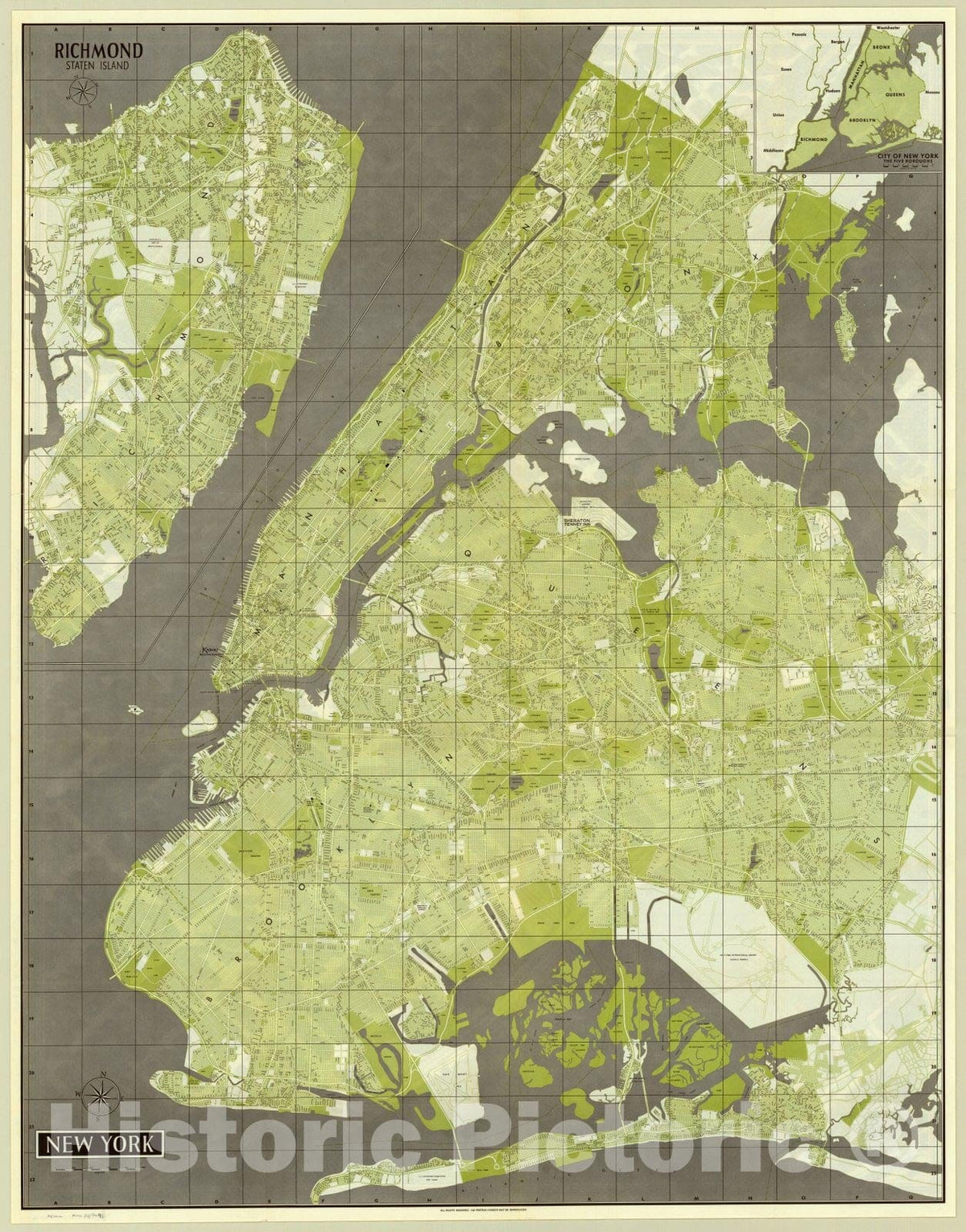 Map : New York City, New York 1963 1, New York , Antique Vintage Repro ...