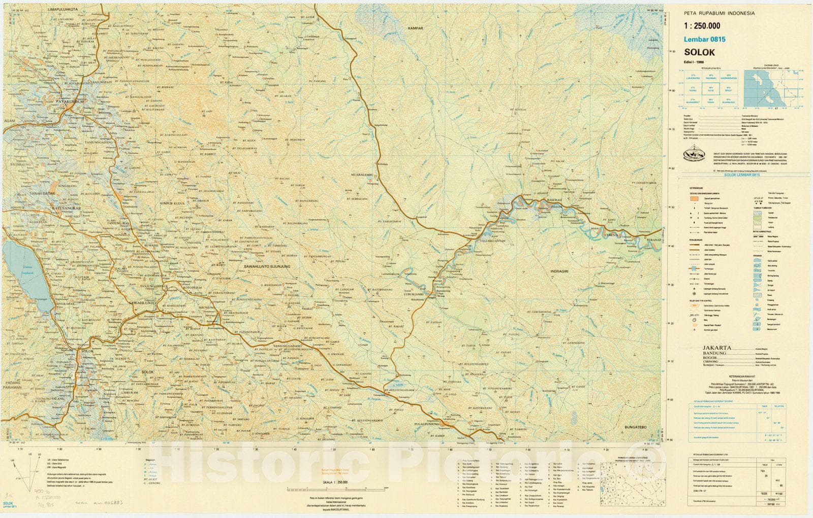 Map : Solok, Indonesia 1985, Peta rupabumi Indonesia, 1:250,000 , Anti ...