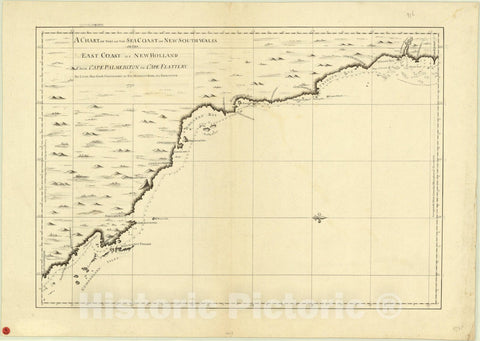 Map : Southeast Coast of Australia 1771, Chart of part of the sea coast of New South Wales on the east coast of New Holland from Cape Palmerston to Cape Flattery