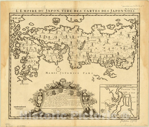 Map : Japan 1732, L'empire du Japon tire des cartes des Japonnois, Antique Vintage Reproduction