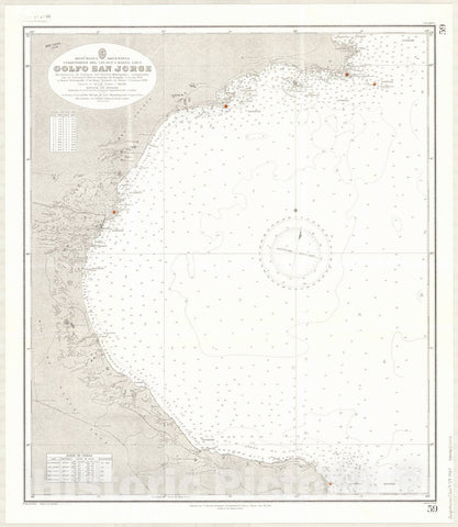Map : Comodoro Rivadavia, Argentina 1934, Republica Argentina, Territorios del Chubut y Santa Cruz, Golfo San Jorge , Antique Vintage Reproduction